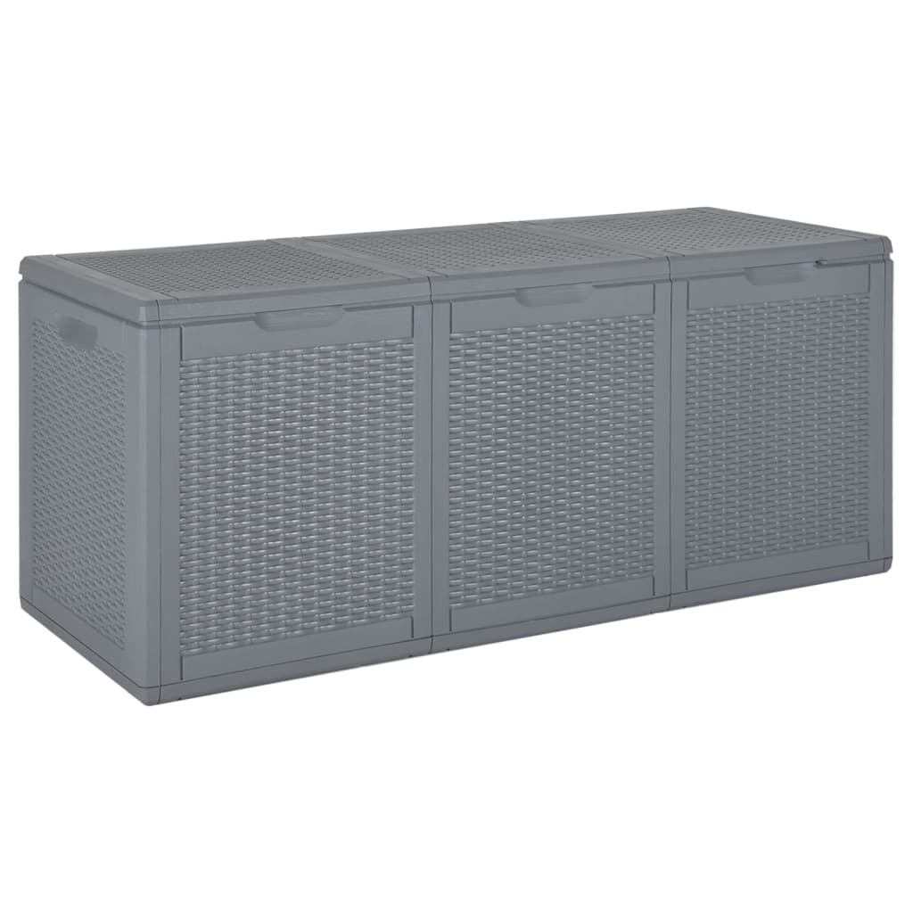 vidaXL Boîte de rangement de jardin gris PP rotin 270 L