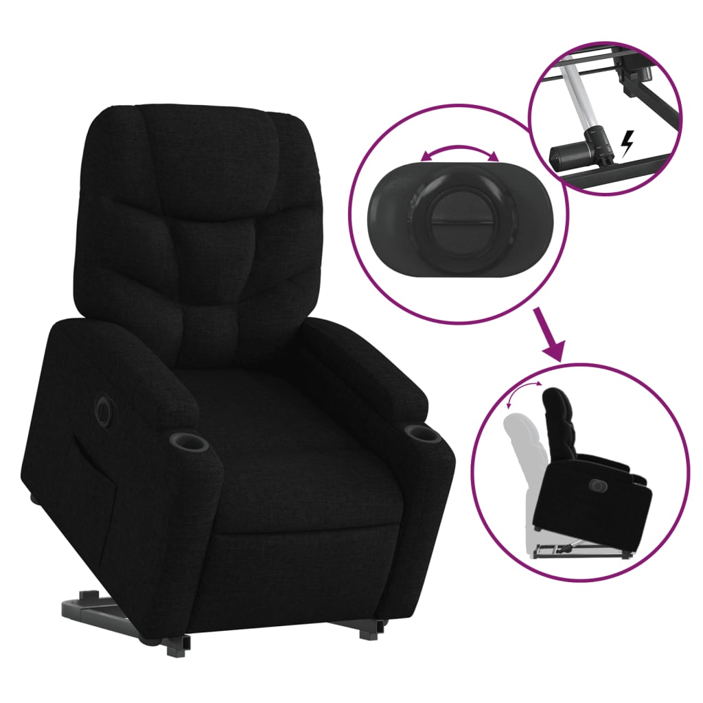 vidaXL Fauteuil inclinable électrique noir tissu