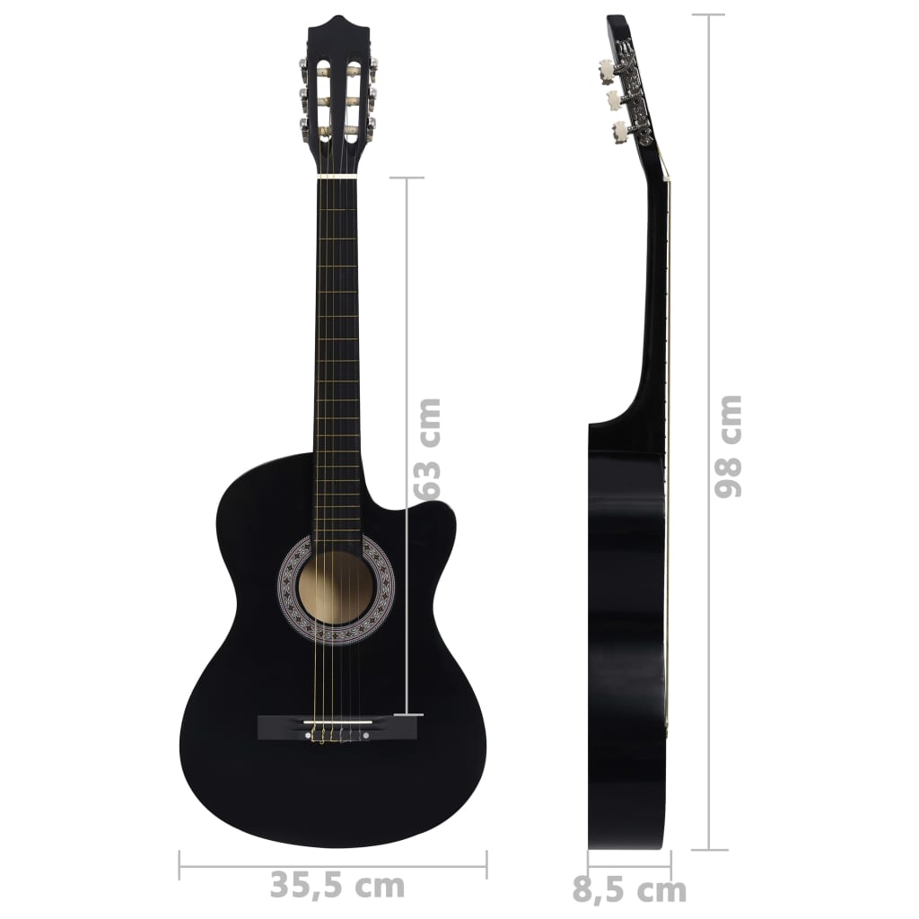 vidaXL Guitare découpée classique occidentale avec 6 cordes Noir 38"