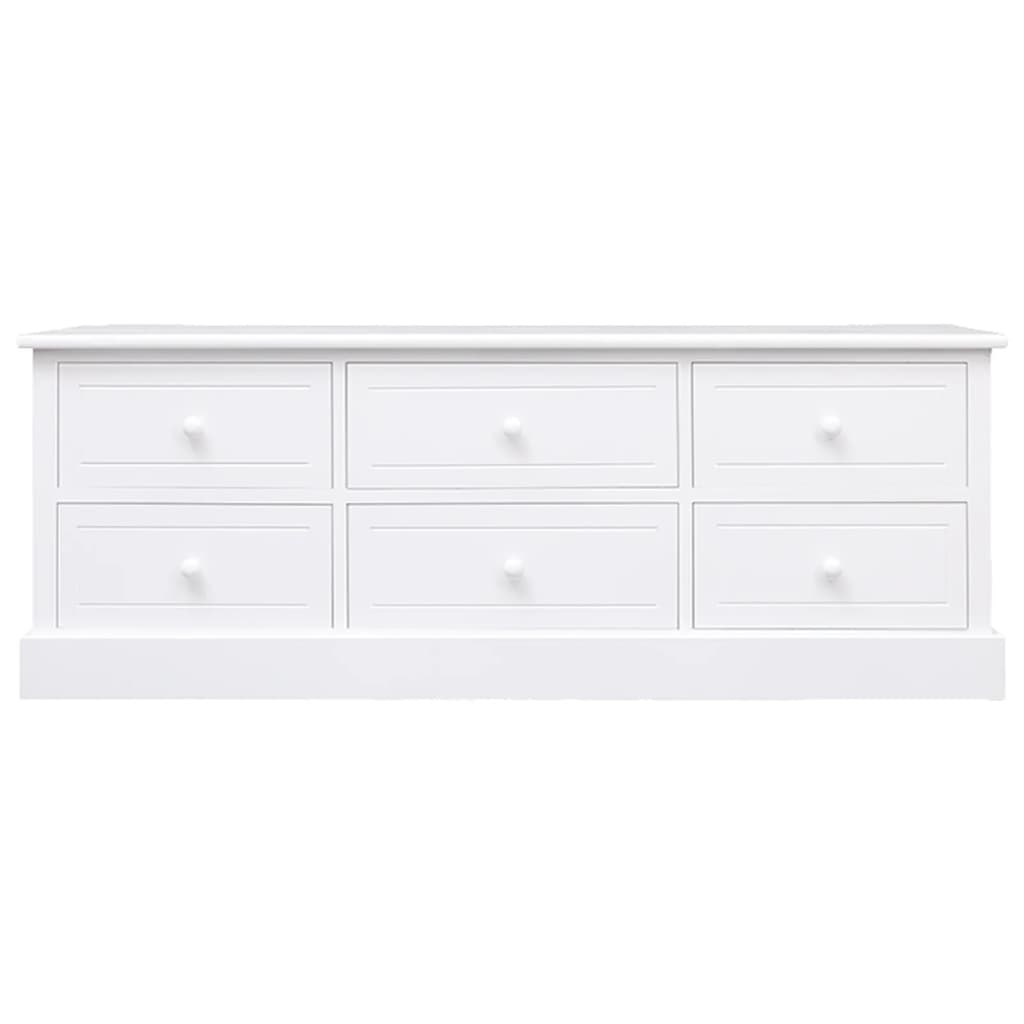 vidaXL Meuble TV Blanc 108x30x40 cm Bois de Paulownia solide