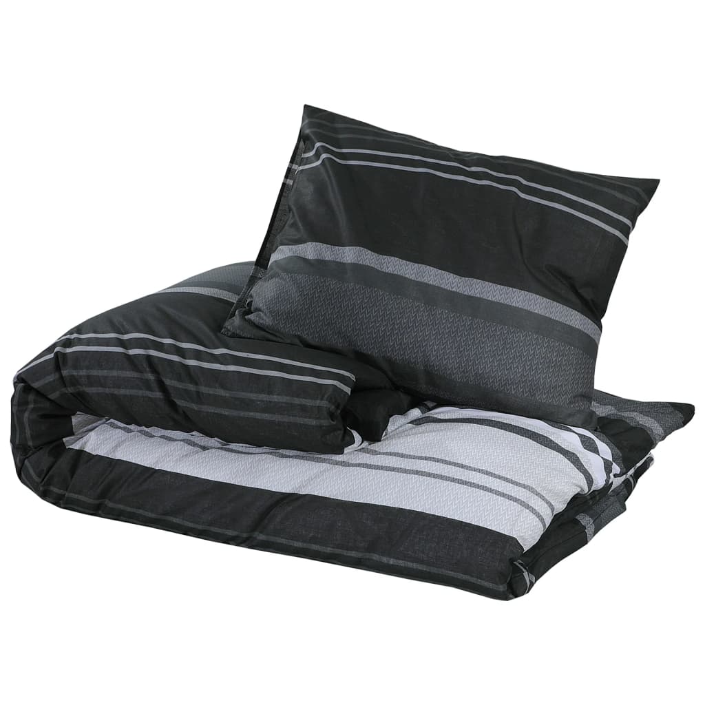 vidaXL Ensemble de housse de couette noir et blanc 220x240 cm Coton