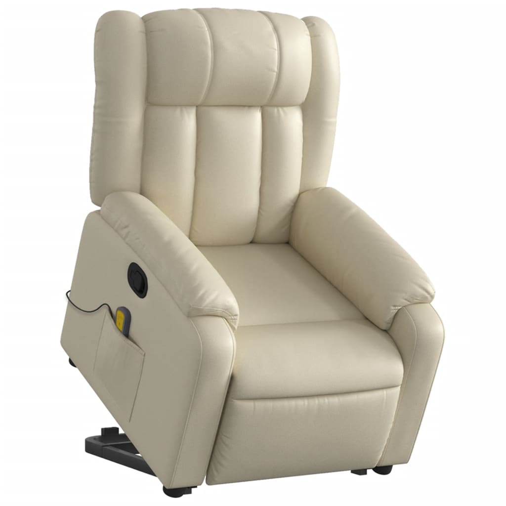 vidaXL Fauteuil inclinable de massage Crème Similicuir