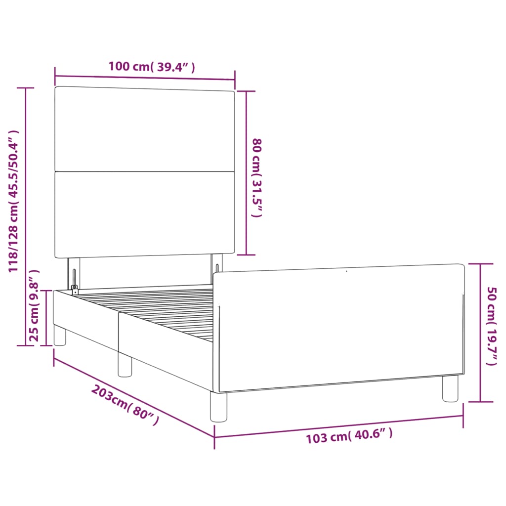 vidaXL Cadre de lit avec tête de lit Blanc 100x200 cm Similicuir