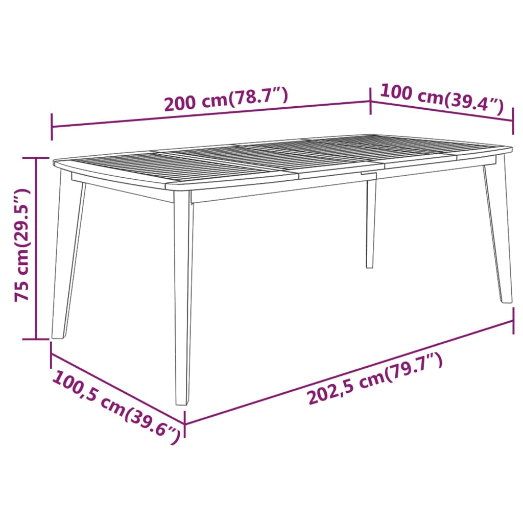 vidaXL Ensemble à manger de jardin 7 pcs Bois d'acacia solide