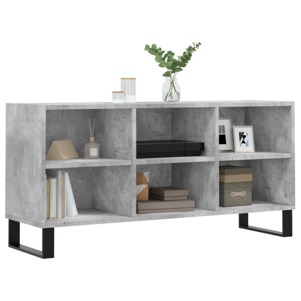 vidaXL Meuble TV gris béton 103,5x30x50 cm bois d'ingénierie