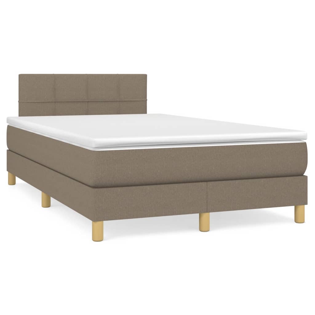 vidaXL Sommier à lattes de lit matelas et LED taupe 120x190 cm tissu