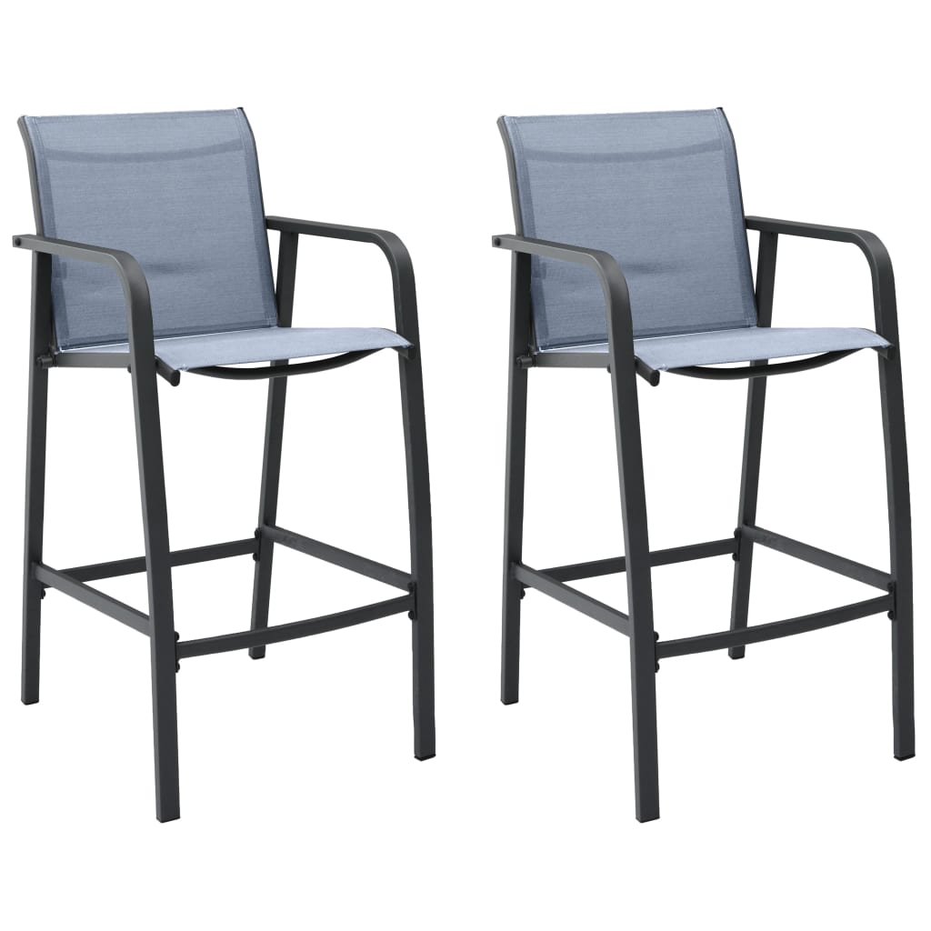 vidaXL Chaises de bar de jardin lot de 2 Gris Txtilène