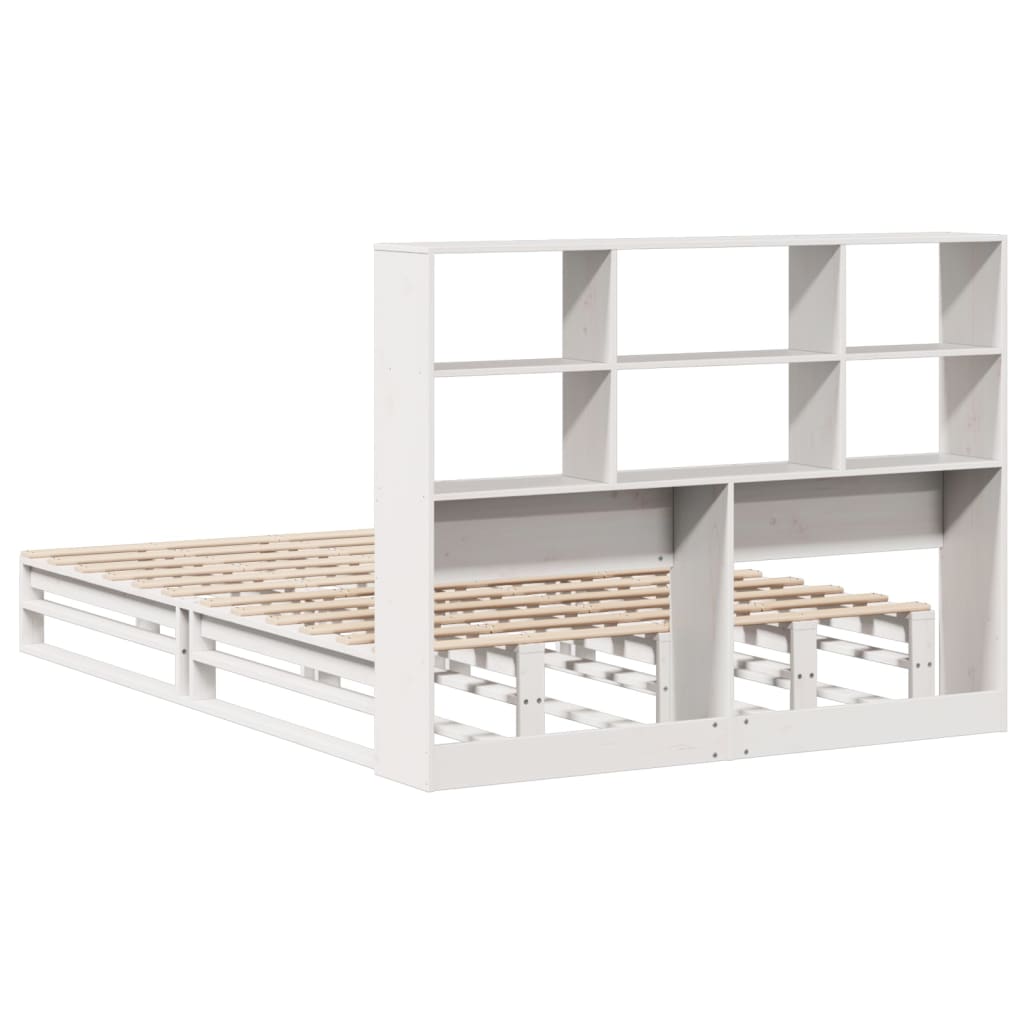 vidaXL Lit bibliothèque sans matelas blanc 120x190 cm bois massif