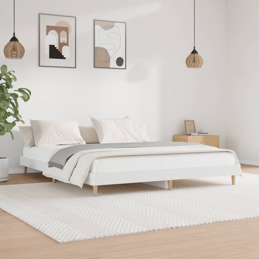 vidaXL Cadre de lit sans matelas blanc 180x200 cm bois d'ingénierie