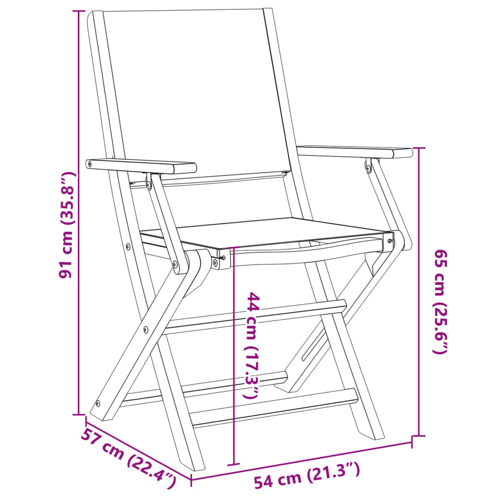 vidaXL Chaises de jardin lot de 2 anthracite bois acacia massif tissu