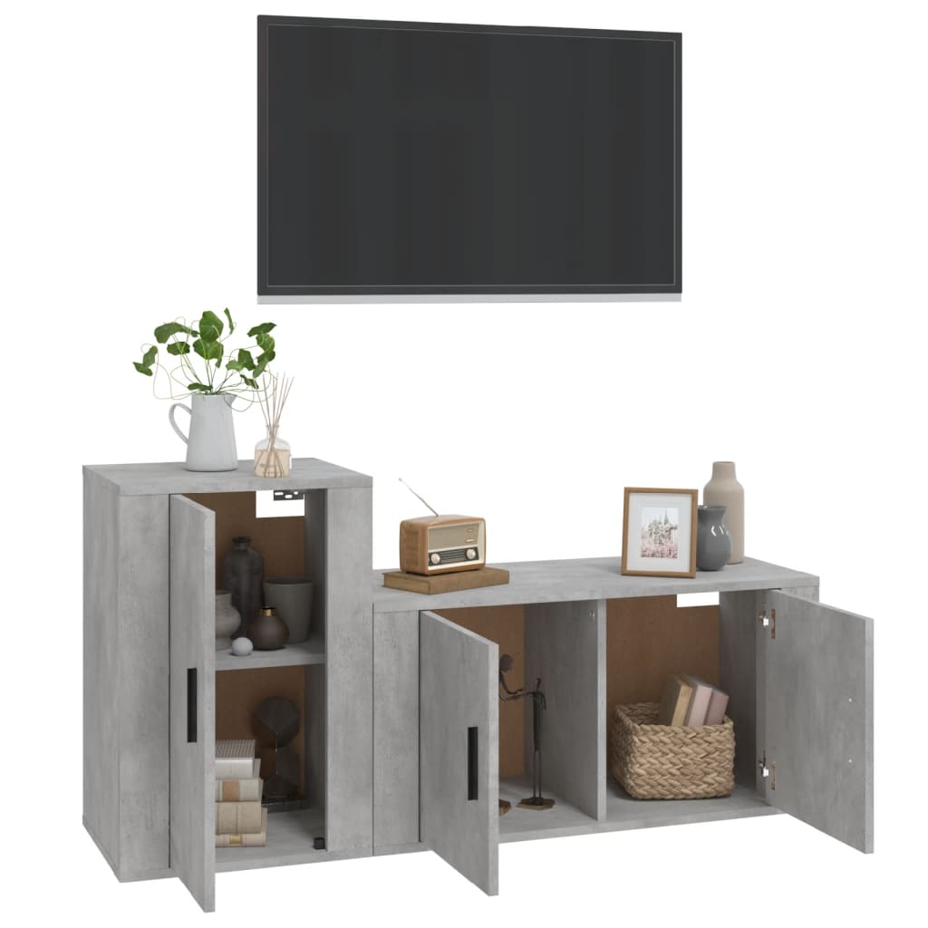 vidaXL Ensemble de meubles TV 2 pcs gris béton bois d'ingénierie