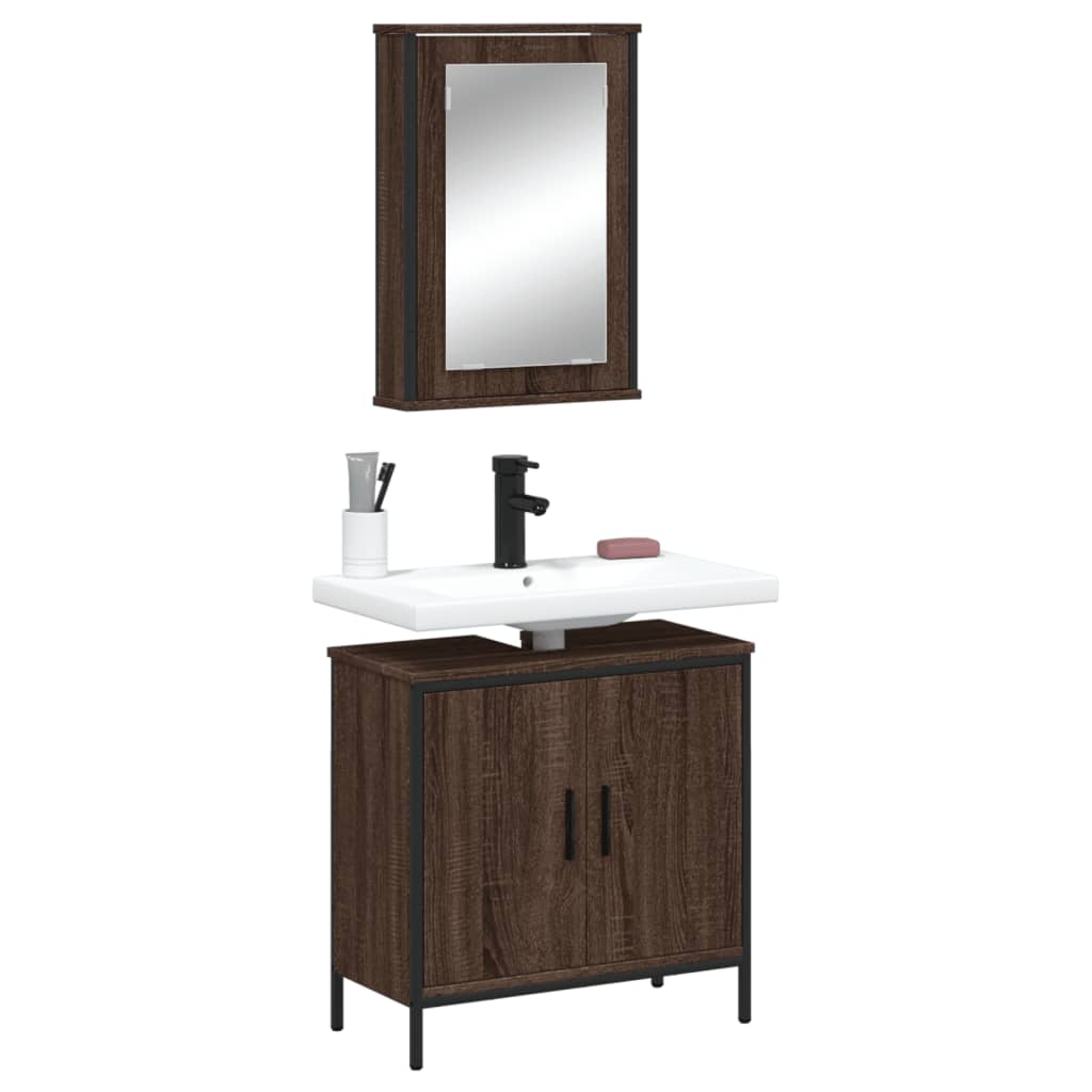 vidaXL Ensemble de meubles de salle de bain 2 pcs Chêne marron