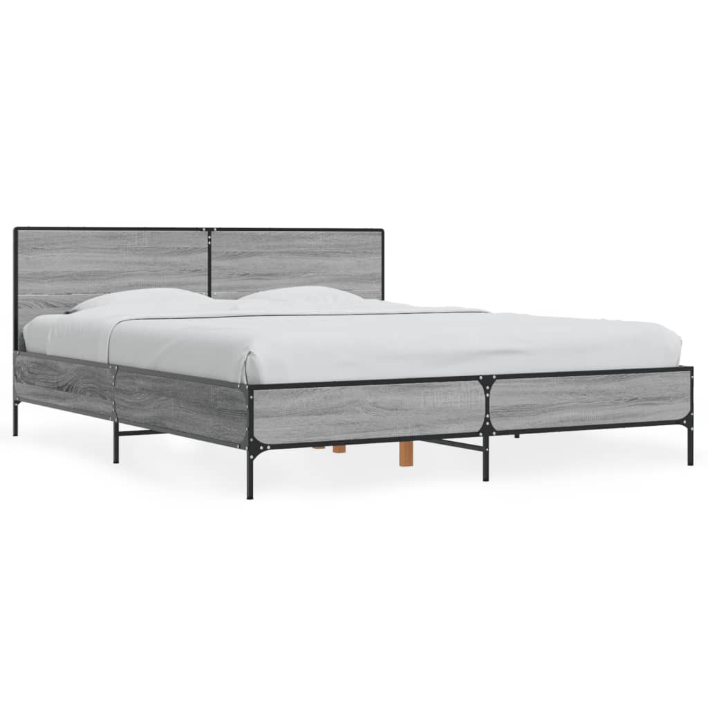 vidaXL Cadre de lit sans matelas sonoma gris 160x200 cm