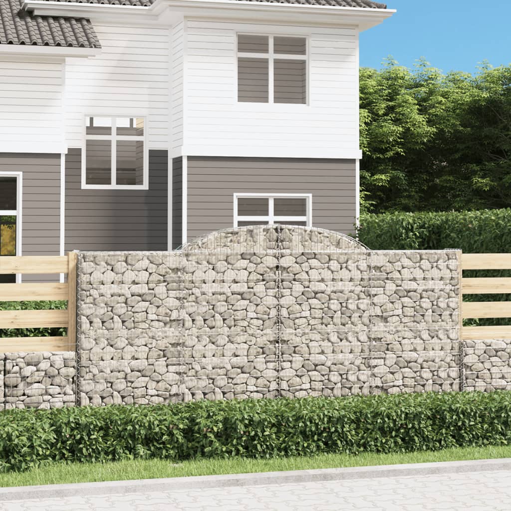 vidaXL Paniers à gabions arqués 2 pcs 300x30x140/160 cm fer galvanisé