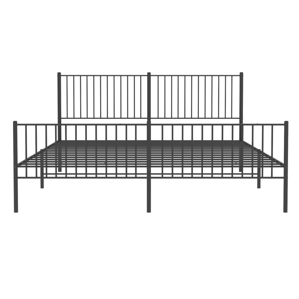 vidaXL Cadre de lit métal sans matelas avec pied de lit noir 200x200cm