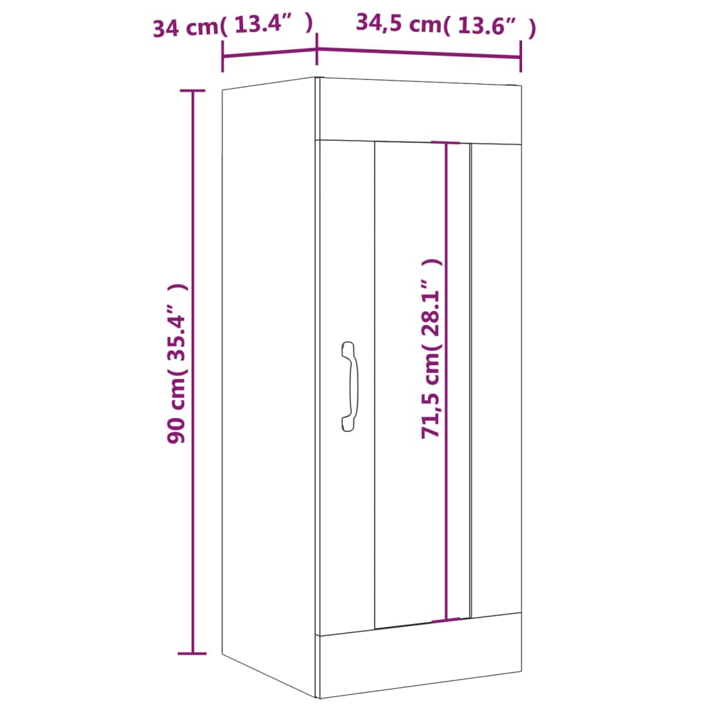 vidaXL Armoire murale suspendue Blanc 34,5x34x90 cm