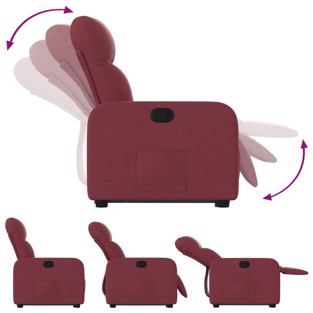 vidaXL Fauteuil inclinable rouge bordeaux tissu