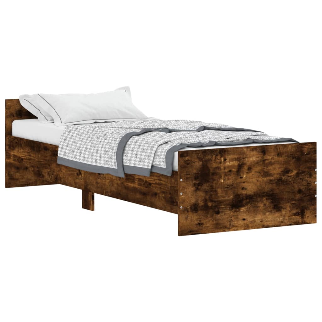 vidaXL Cadre de lit sans matelas chêne fumé 75x190cm bois d'ingénierie