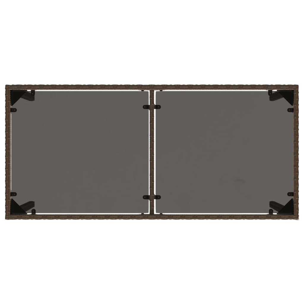 vidaXL Table de jardin dessus en verre marron 115x54x74 cm poly rotin