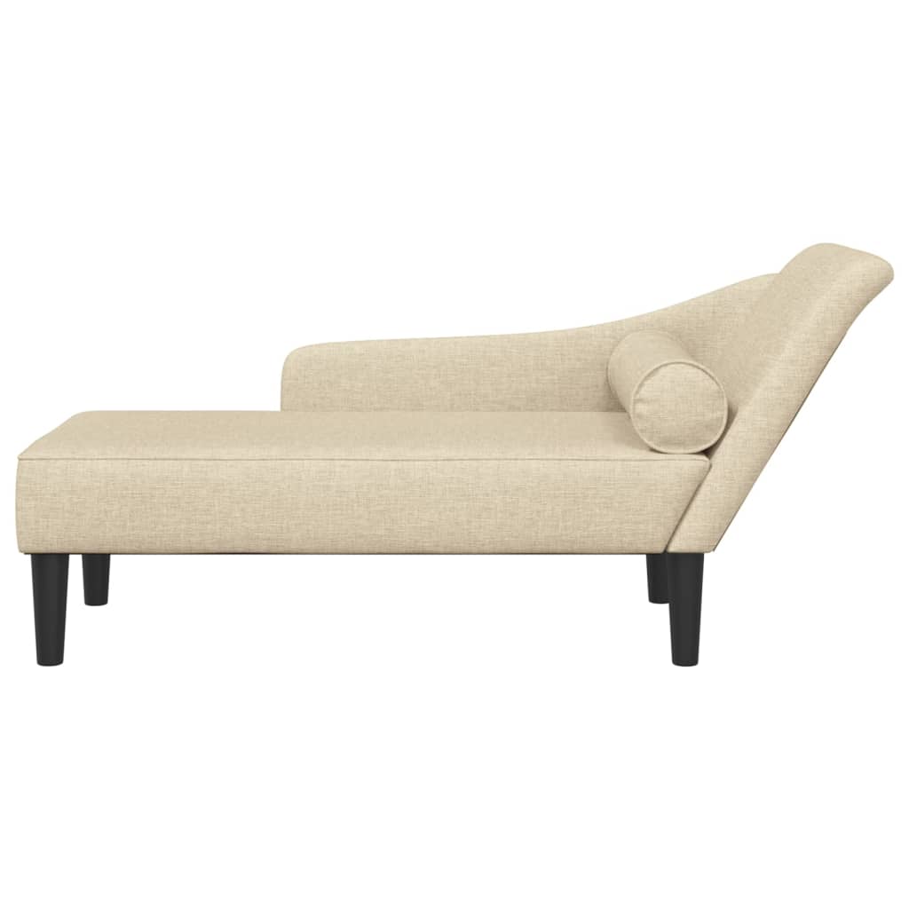 vidaXL Chaise longue avec coussins crème tissu