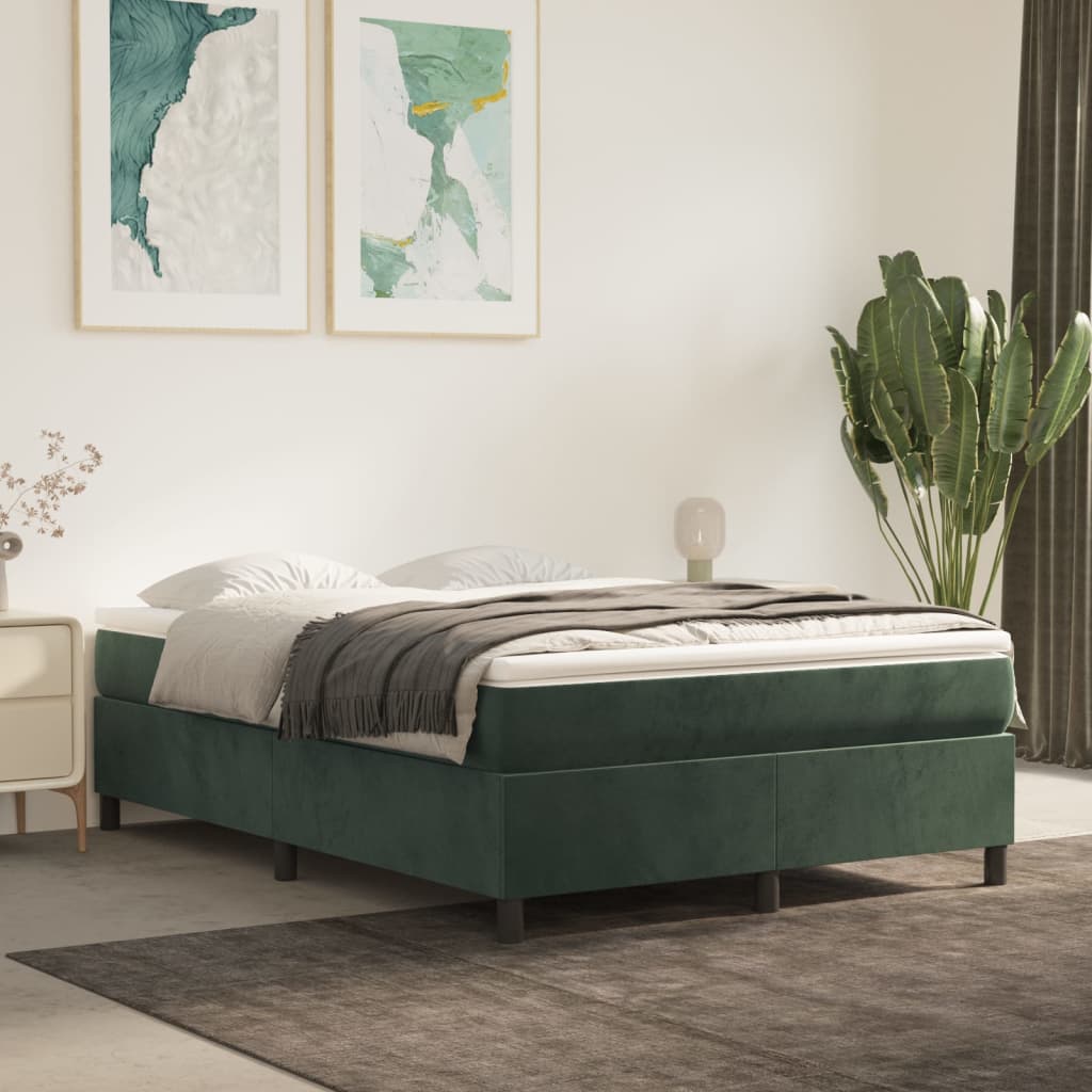 vidaXL Cadre de lit Vert foncé 140x190 cm Velours