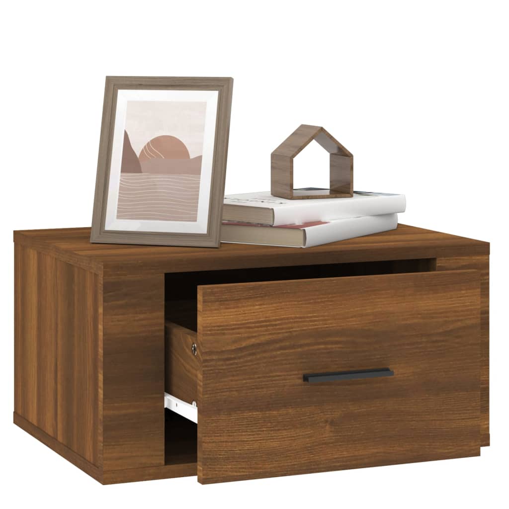 vidaXL Table de chevet murale Chêne marron 50x36x25 cm