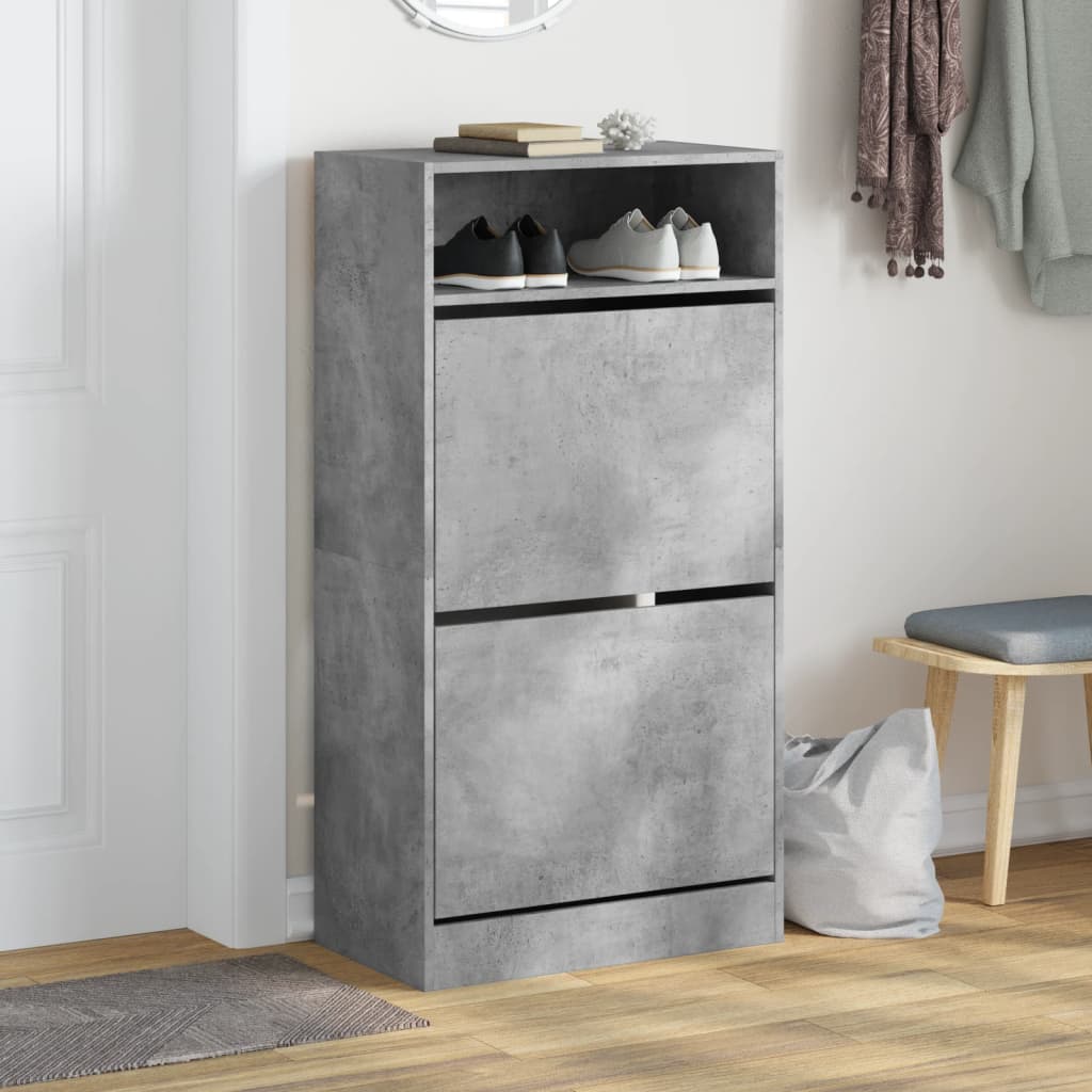 vidaXL Armoire à chaussures gris béton 60x34x116 cm bois d'ingénierie