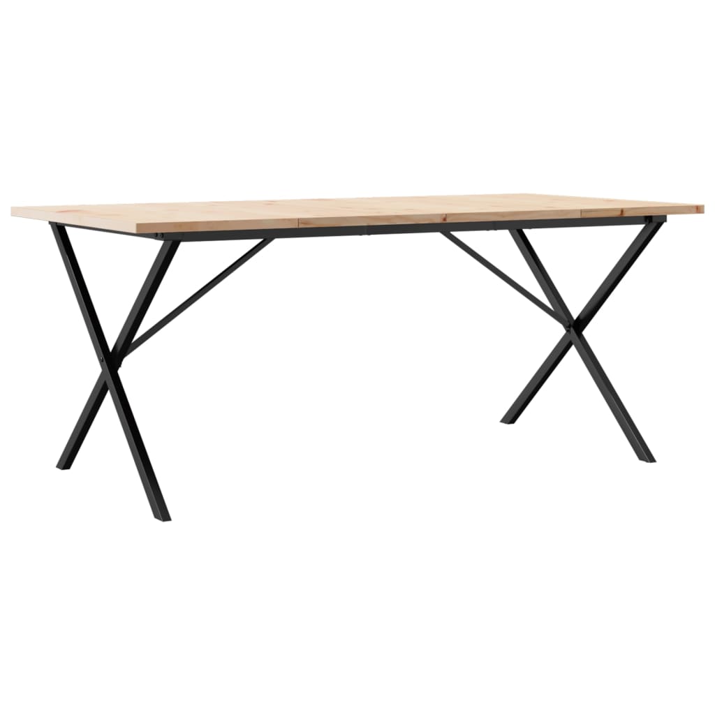 vidaXL Table à manger cadre en X 180x90x75,5 cm bois pin massif acier