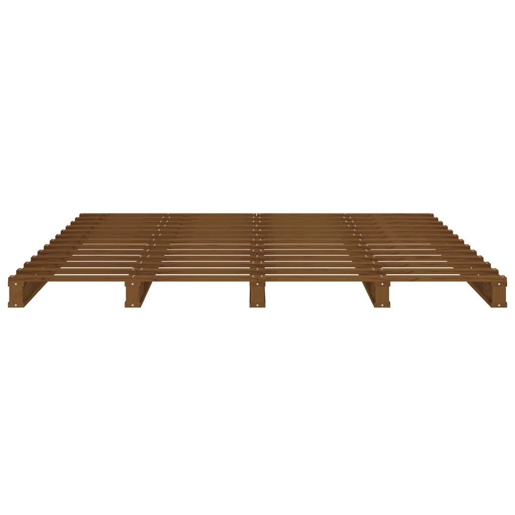 vidaXL Lit de palette Marron miel 140x190 cm Bois de pin massif