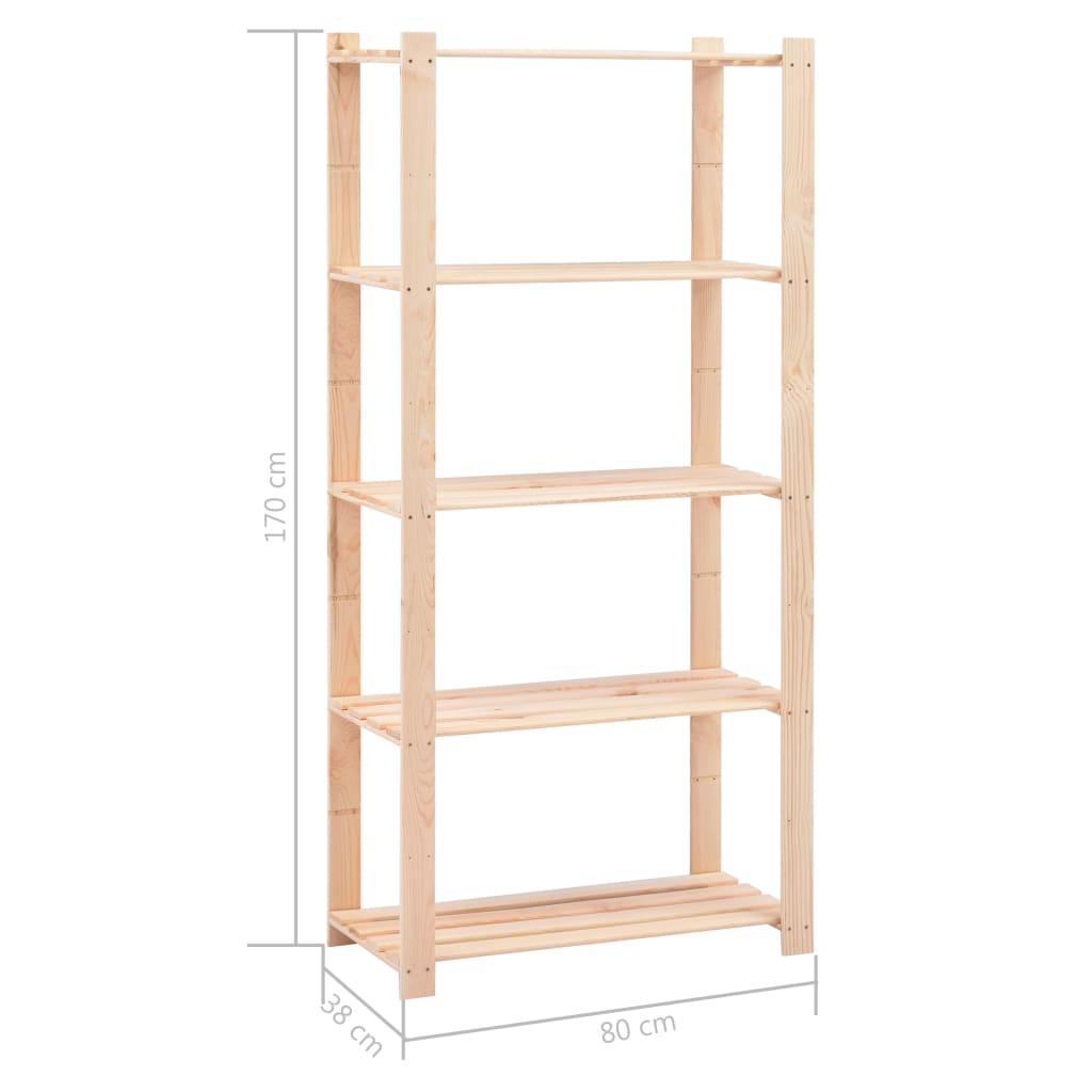 vidaXL Étagère de stockage 5 niveaux 80x38x170 cm Pin solide 250 kg