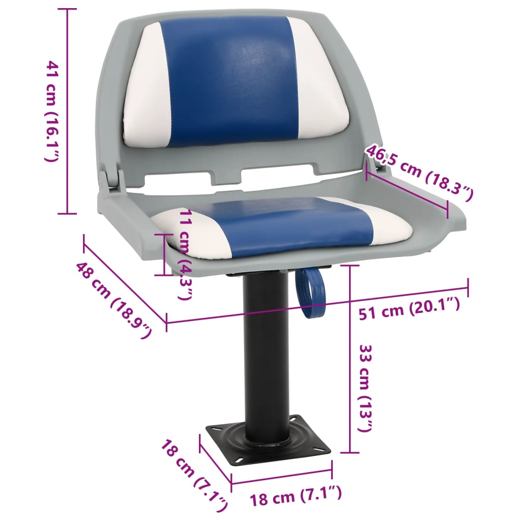 vidaXL Ensemble de sièges de bateau pliables 2 pcs bleu et blanc