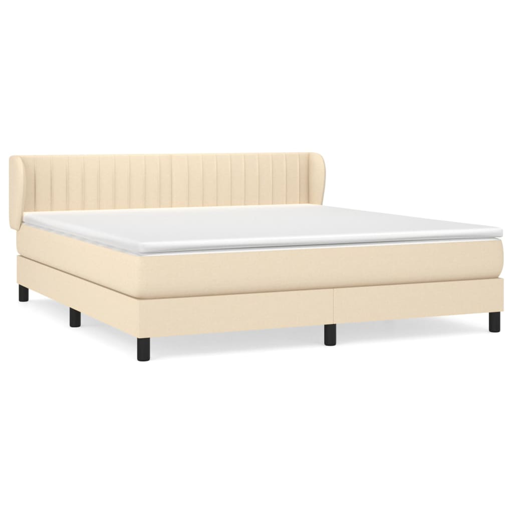 vidaXL Sommier à lattes de lit avec matelas Crème 160x200 cm Tissu