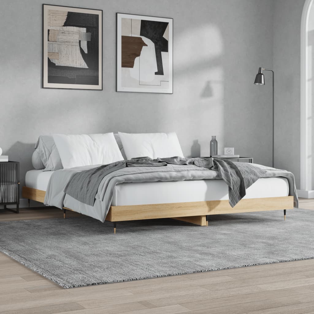 vidaXL Cadre de lit sans matelas chêne sonoma 200x200 cm