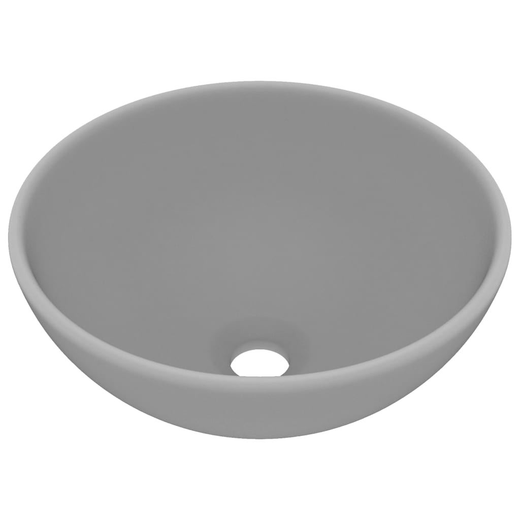 vidaXL Lavabo rond de luxe de salle Gris clair mat 32,5x14cm Céramique