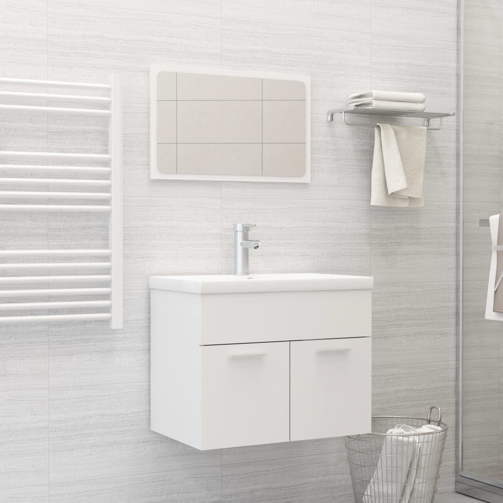 vidaXL Ensemble de meubles de salle de bain Blanc Aggloméré