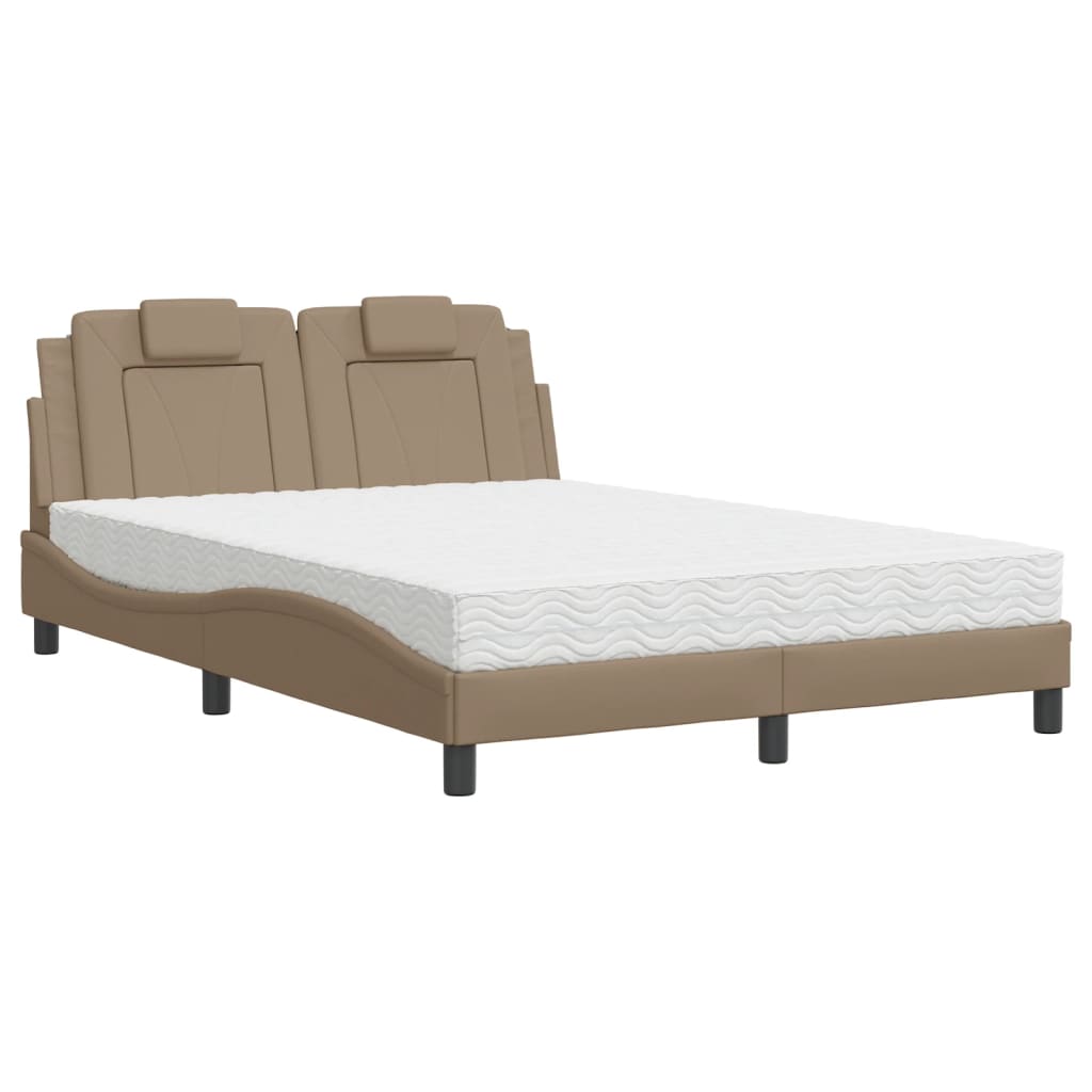 vidaXL Lit avec matelas cappuccino 120x200 cm similicuir