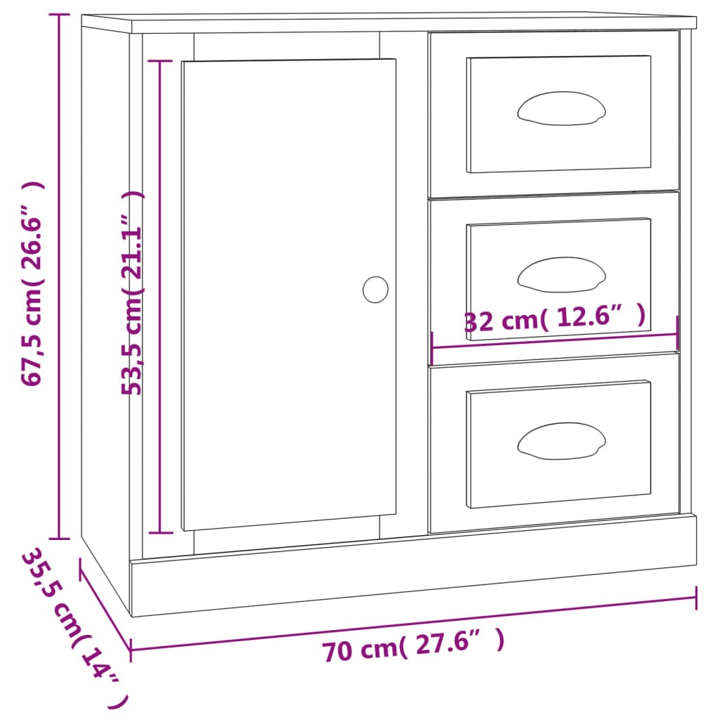 vidaXL Buffets 2 pcs sonoma gris bois d'ingénierie