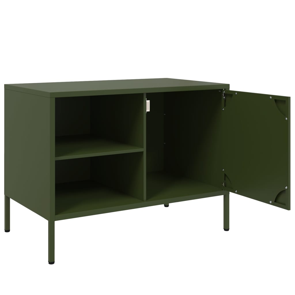 vidaXL Meuble TV vert olive 68x39x50,5 cm acier