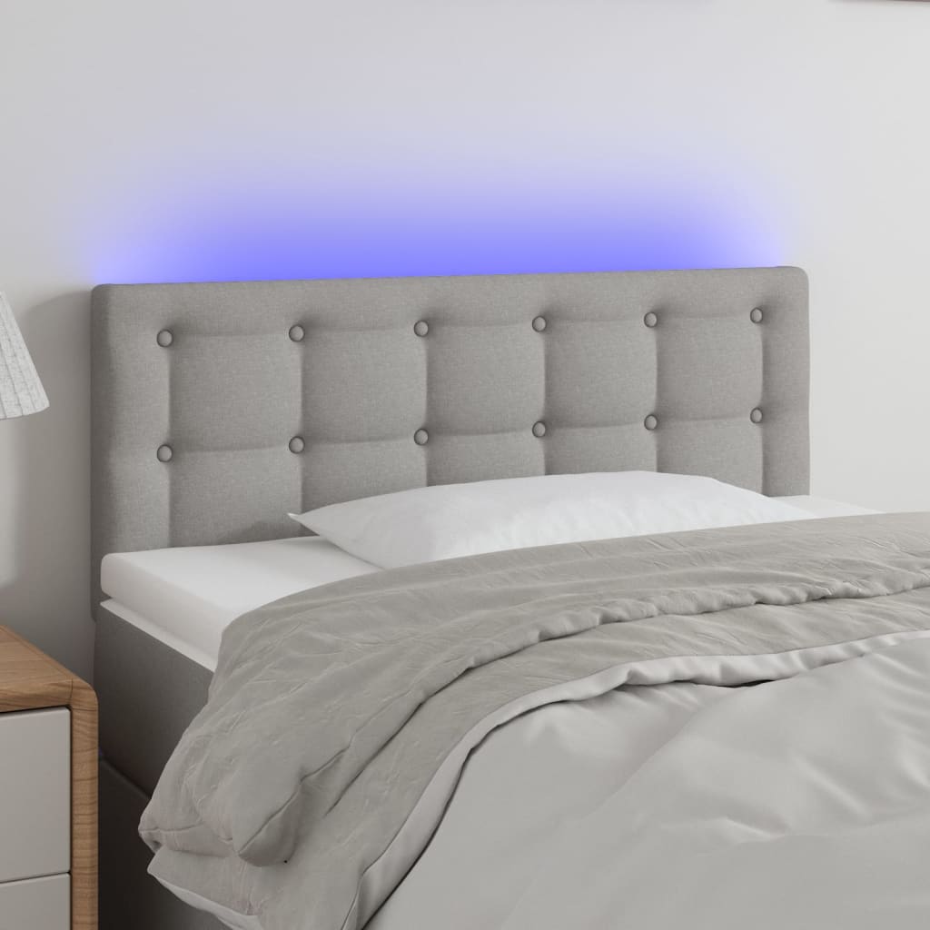 vidaXL Tête de lit à LED Gris clair 90x5x78/88 cm Tissu