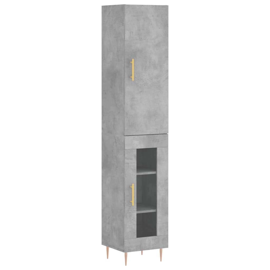 vidaXL Buffet haut Gris béton 34,5x34x180 cm Bois d'ingénierie