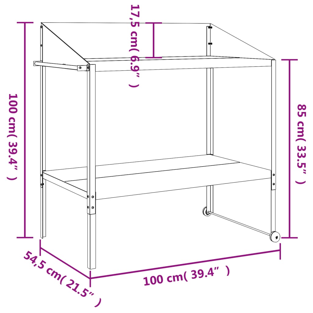 vidaXL Support pour plantes anthracite 100x54,5x100 cm acier galvanisé