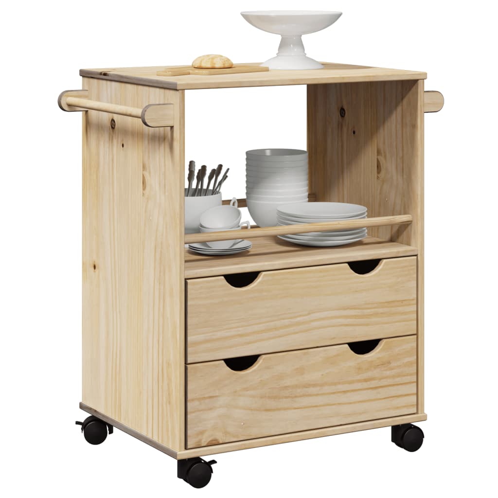 vidaXL Chariot de cuisine OTTA 59x45x80 cm bois massif de pin