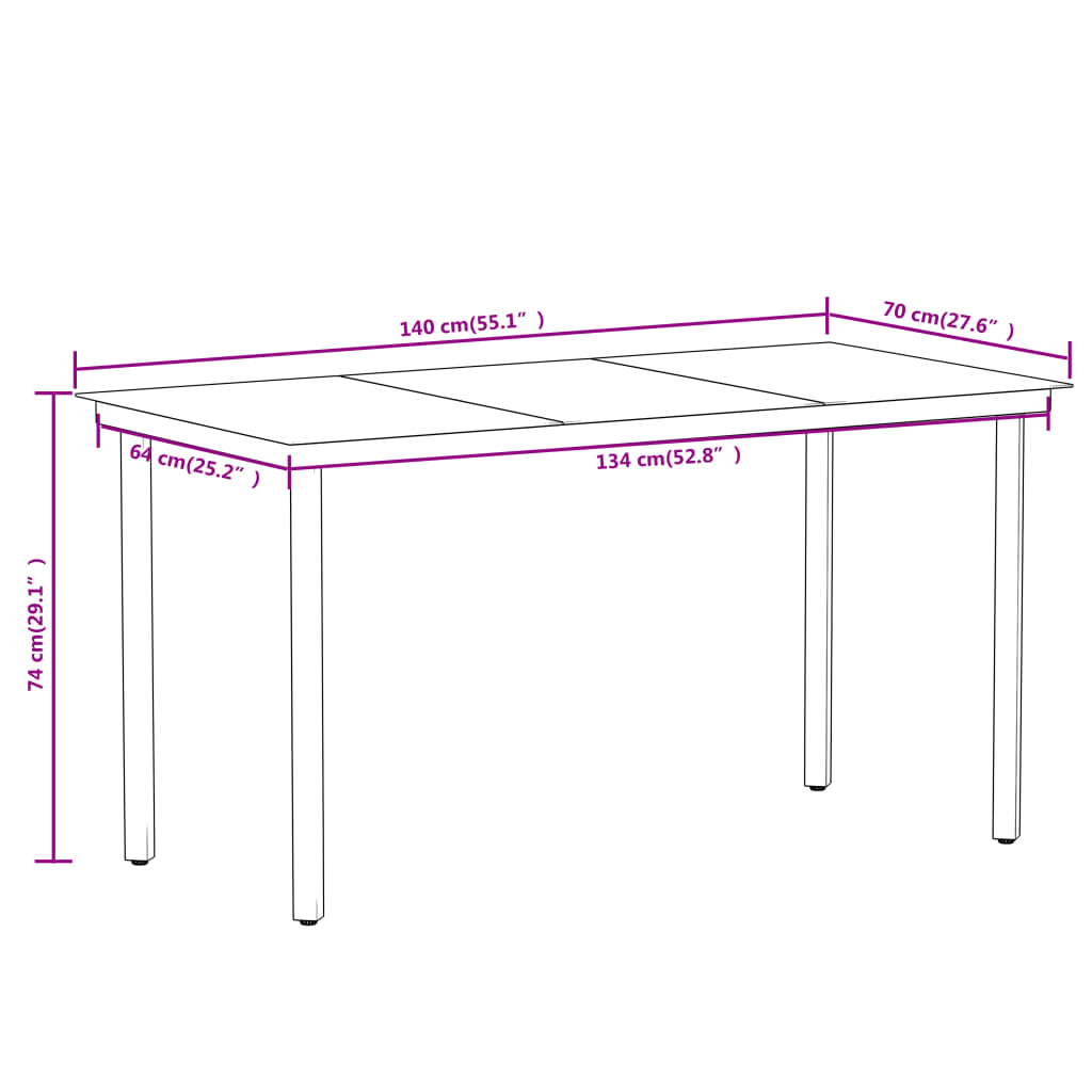 vidaXL Ensemble à manger de jardin 7 pcs Noir