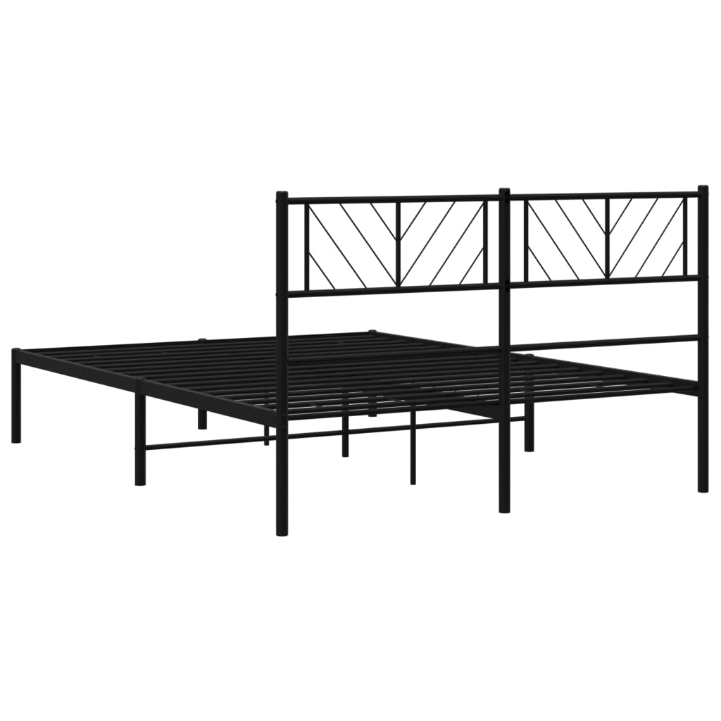 vidaXL Cadre de lit métal sans matelas avec tête de lit noir 120x190cm