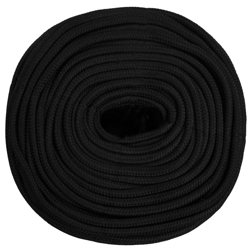 vidaXL Corde de travail Noir 6 mm 25 m Polyester