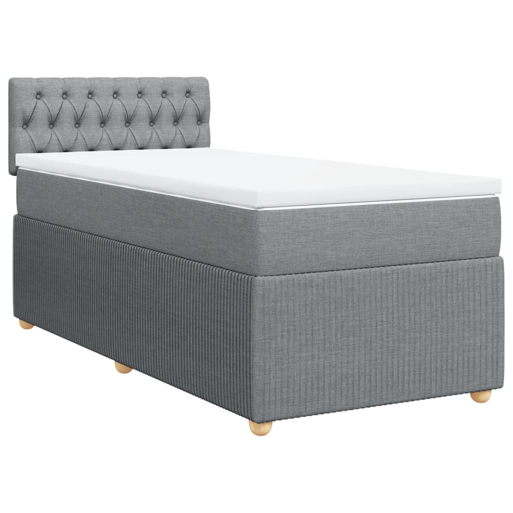 vidaXL Sommier à lattes de lit avec matelas Gris clair 90x200 cm Tissu