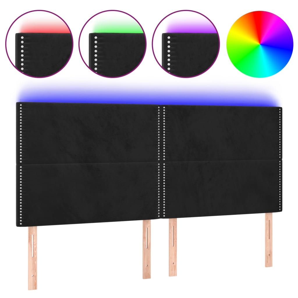 vidaXL Tête de lit à LED Noir 180x5x118/128 cm Velours