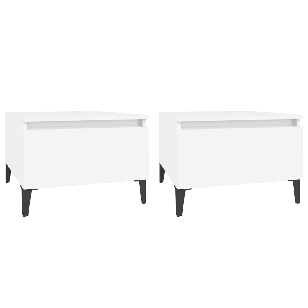 vidaXL Tables d'appoint 2 pcs Blanc 50x46x35 cm Bois d'ingénierie