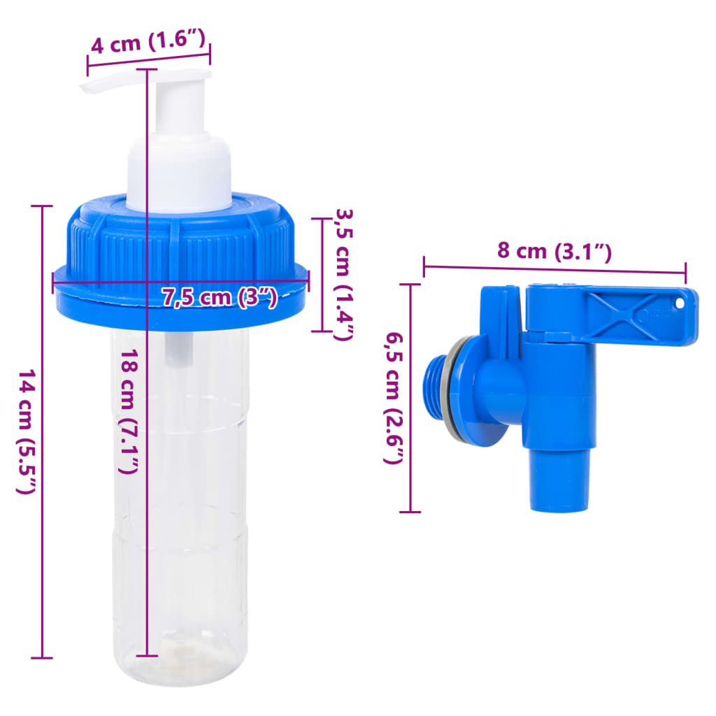 vidaXL Bidon d'eau avec robinet distributeur de savon 15 L plastique