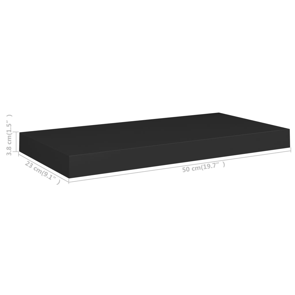 vidaXL Étagères murales flottantes 2 pcs noir 50x23x3,8 cm MDF